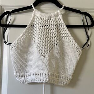 Forever 21 White Crochet Halter Knit Crop Top